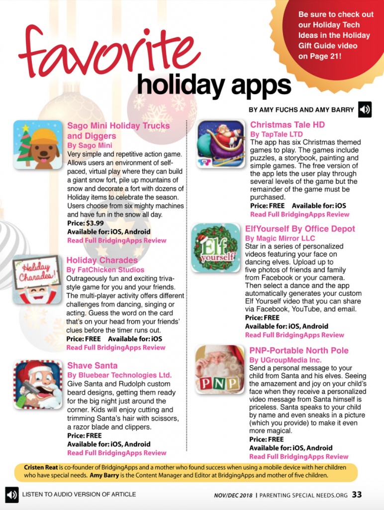 Special Needs Apps From November >> Parenting Special Needs Magazine Favorite Holiday Apps Special Needs Apps From November >> Parenting Special Needs Magazine Favorite Holiday Apps