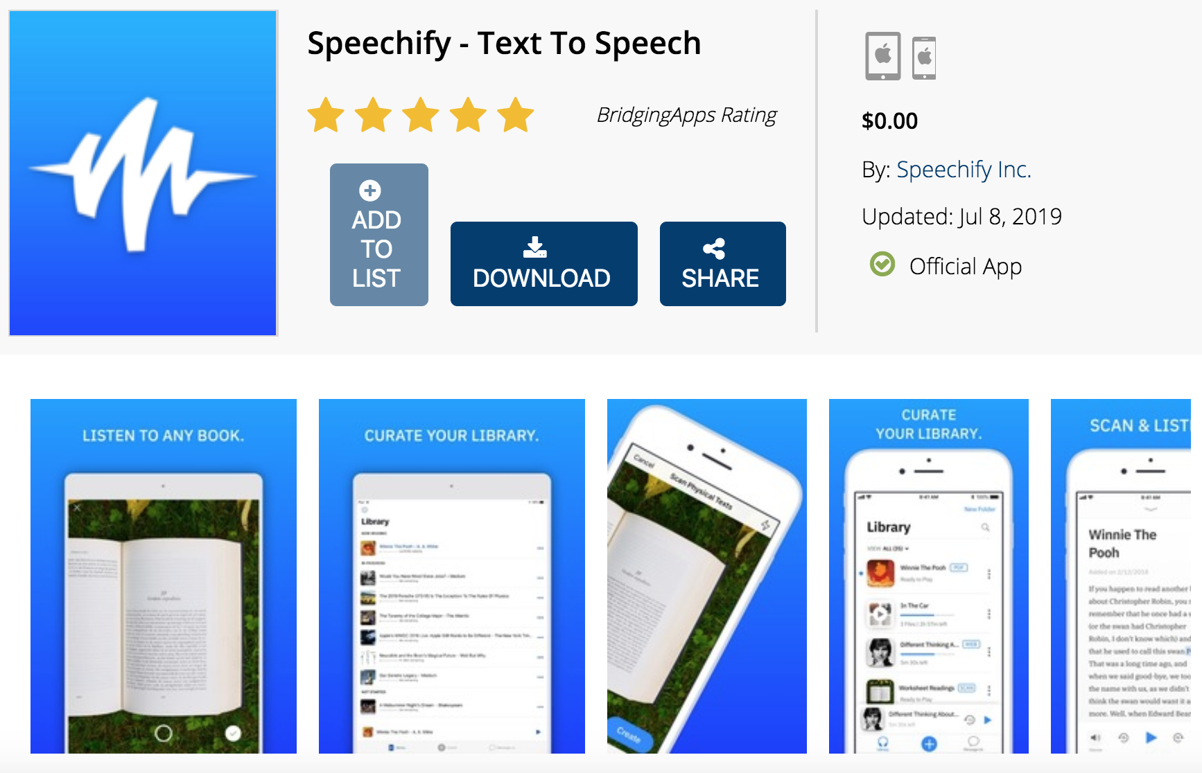 BridgingApps Reviewed App Speechify Text To Speech BridgingApps