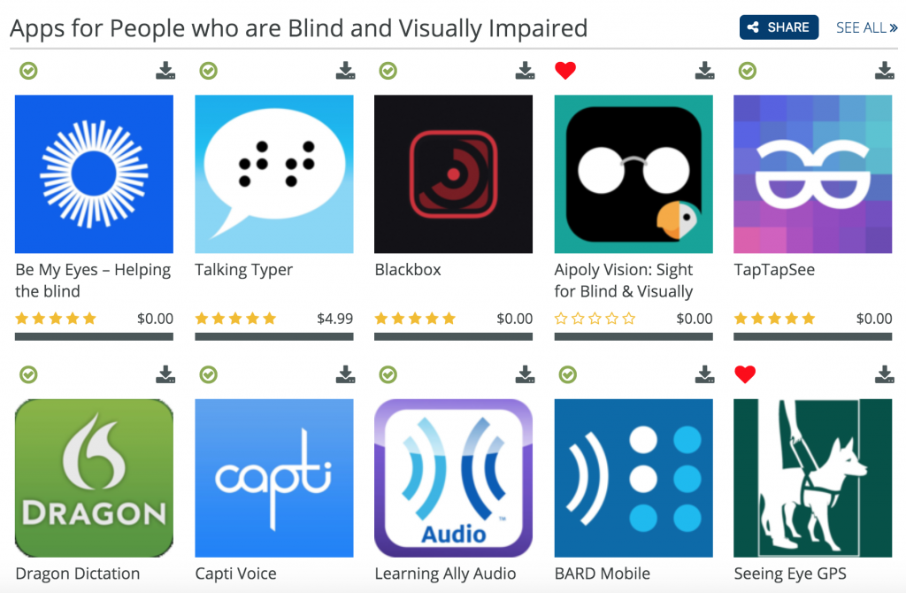 BridgingApps Blind App List